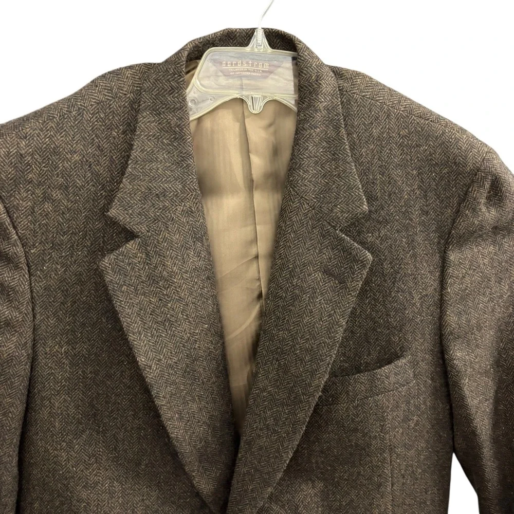 Nordstrom Mens Brown Herringbone Blazer Wool Camel Hair Sport‎ Coat Canada 44 R